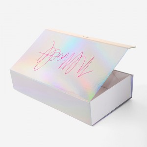 ប្រអប់អំណោយ holographic បត់ជាមួយខ្សែបូ