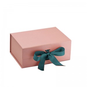 pink foldable gift box with ribbon