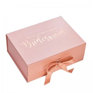 pink foldable gift box with ribbon